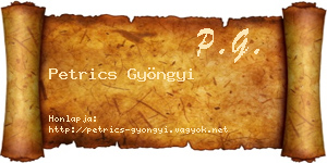 Petrics Gyöngyi névjegykártya